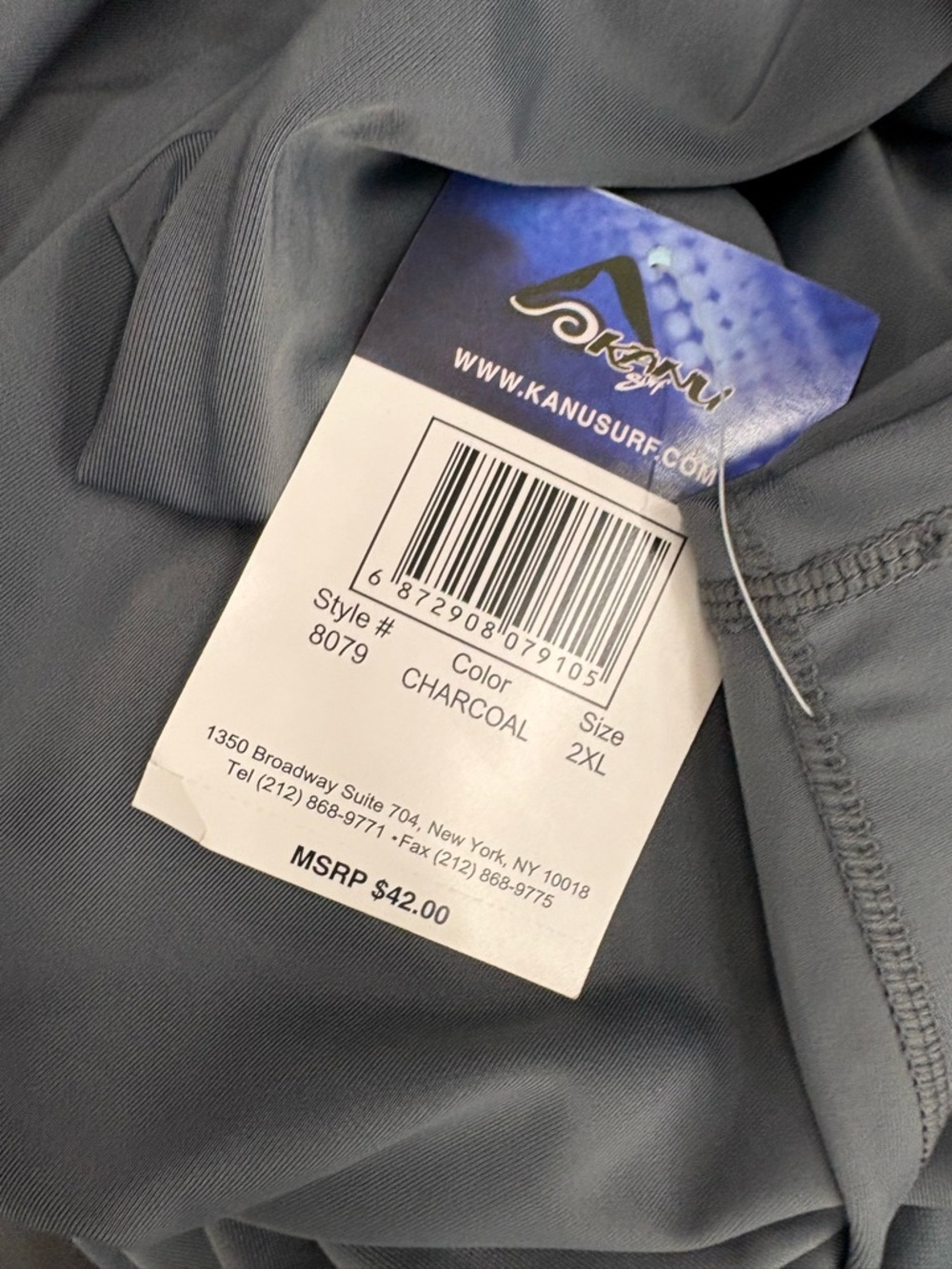 Nwt xxl 2x rash guard in charcoal gray sun shirt surf beach - Picture 2 of 3